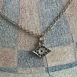 Black & White Mini Evil Eye Pendant on Faux Gold Necklace